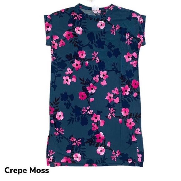 NWT LulaRoe Chelsea T-shirt dress with rolled cuff sleeves Size 3XL Crepe Moss - Picture 1 of 5